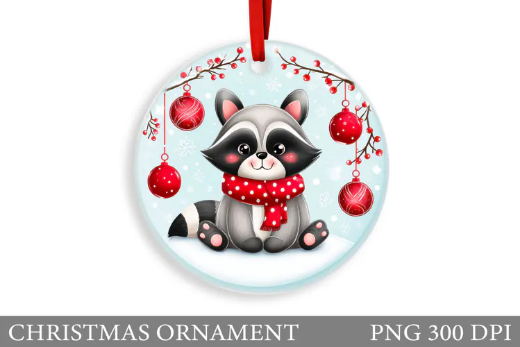 Funny Raccoon Christmas Ornament. Christmas Ornament Design