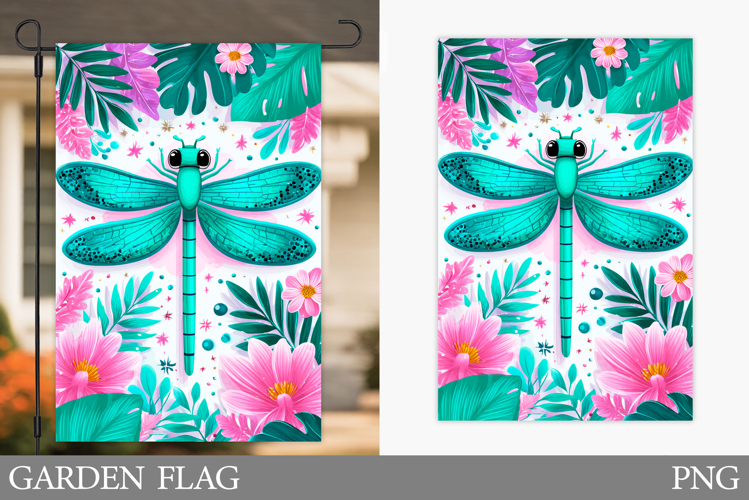 Dragonfly Garden Flag Design. Summer Garden Flag Sublimation