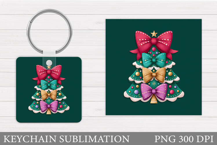 Christmas Tree Keychain. Christmas Round Keychain Design example image 1