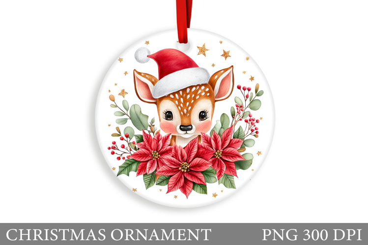 Cute Deer Christmas Ornament. Christmas Ornament Sublimation
