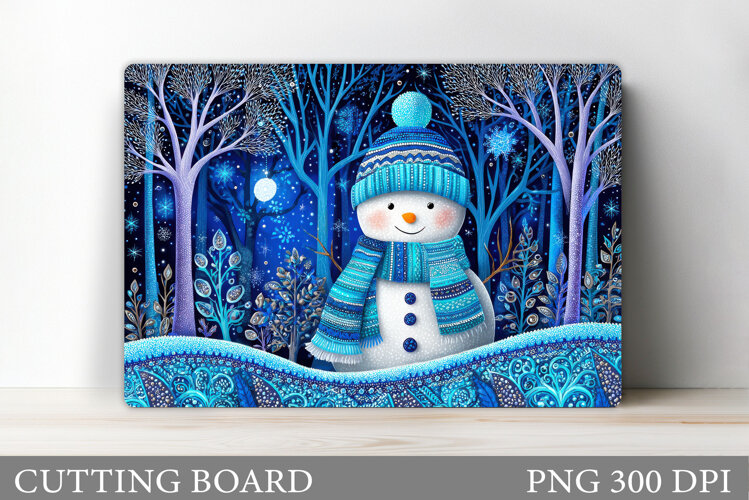Snowman Cutting Board Design. Christmas Cutting Board example image 1