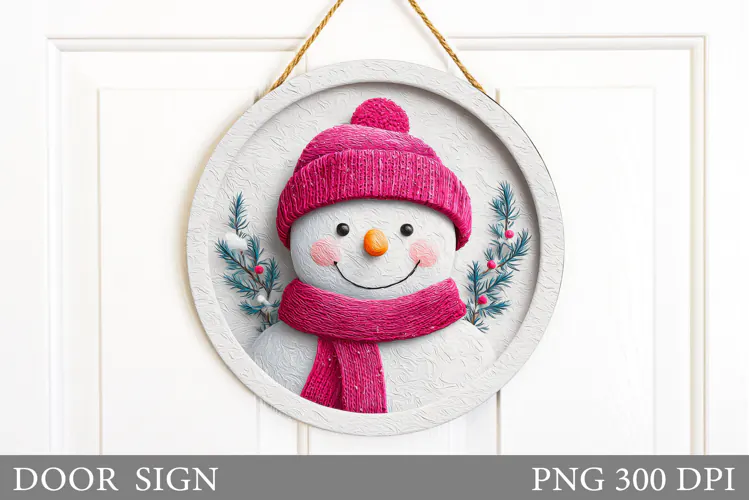 Cute Snowman Door Sign. Christmas Door Sign Design