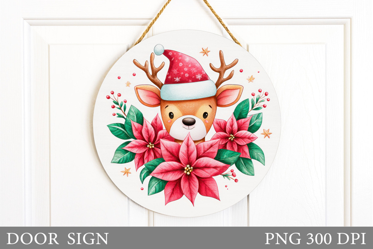 Christmas Deer Door Sign. Christmas Door Sign Sublimation