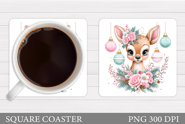 Reindeer Coaster Design. Christmas Coaster Sublimation