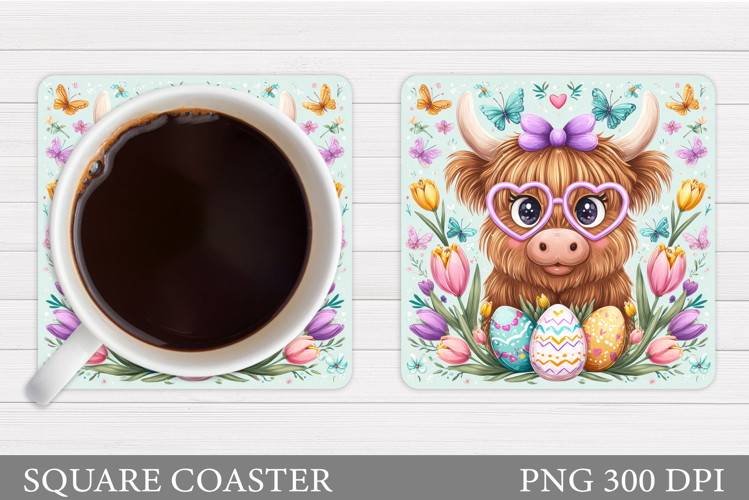 Easter Cow Coaster Design. Easter Cow Sublimation