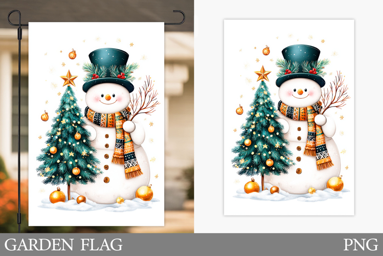Snowman Garden Flag. Christmas Garden Flag Sublimation