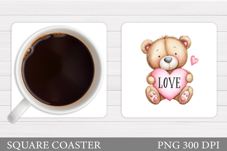Valentines Bear Coaster. Valentines Coaster Design