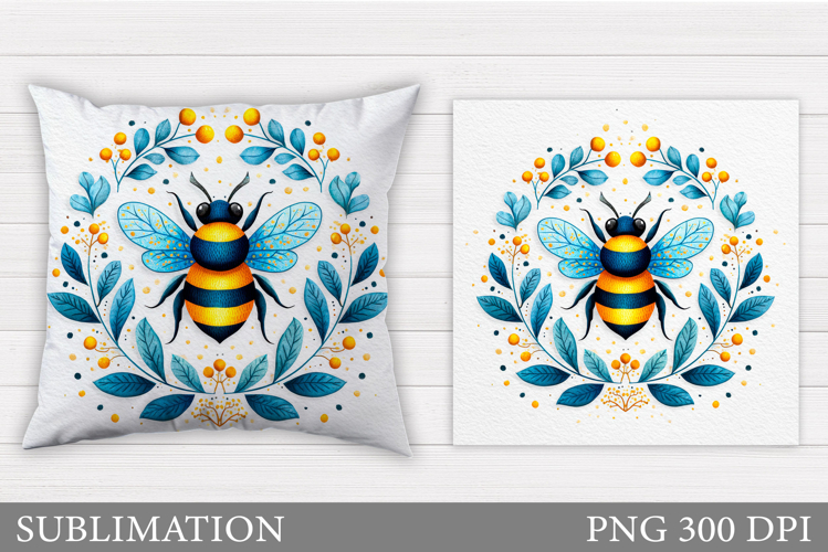 Bee Pillow Sublimation. Flowers Pillow Sublimation