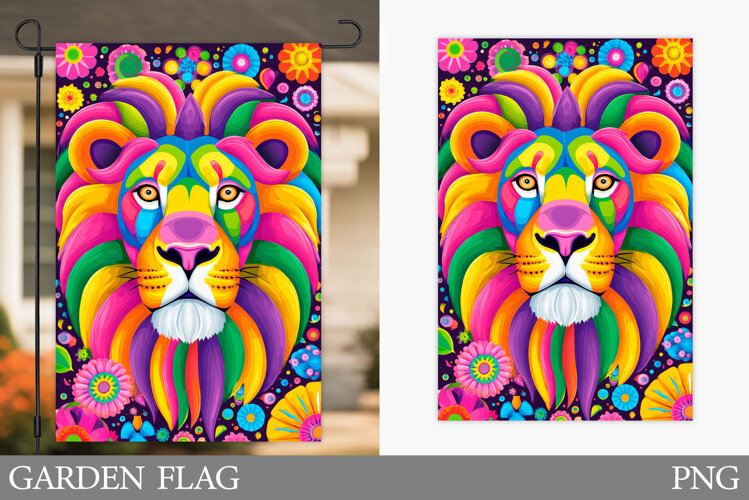 Lion Garden Flag Design. Lion Sublimation example image 1