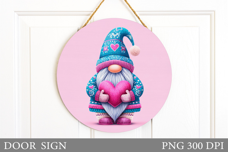 Valentines Gnome Door Sign. Valentines Door Sign Sublimation