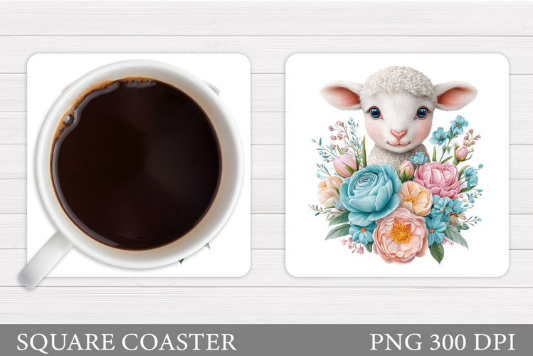Cute Lamb Coaster Design. Cute Lamb Sublimation