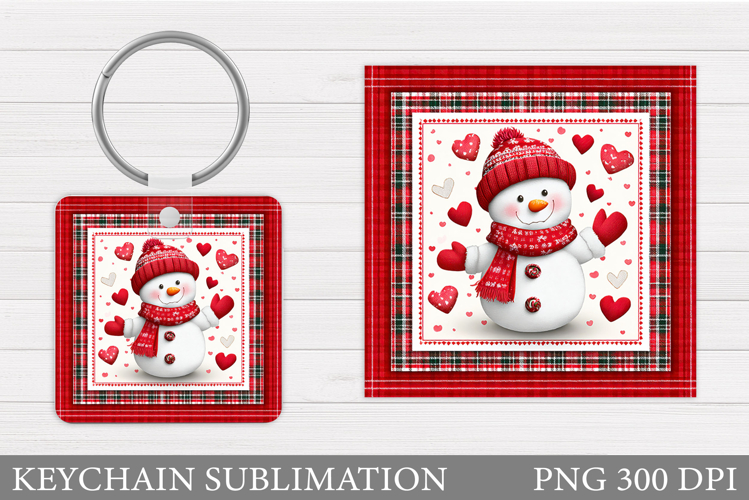 Cute Snowman Keychain Sublimation. Christmas Keychain Design