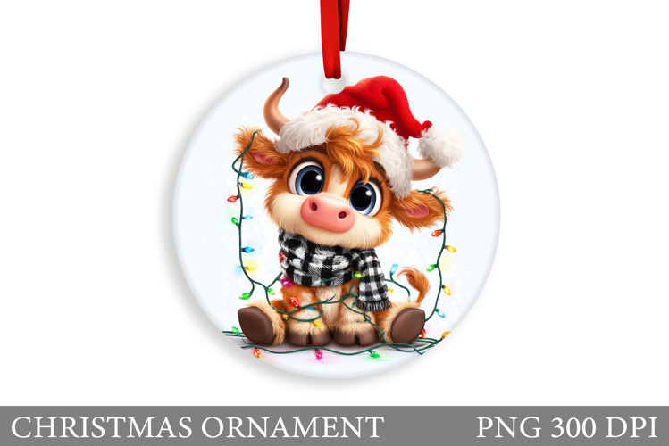 Cute Cow Christmas Ornament. Christmas Ornament Sublimation