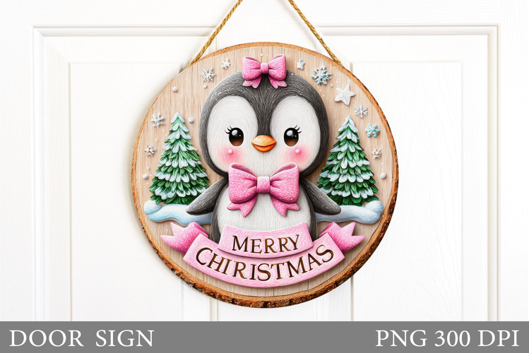 Christmas Penguin Door Sign. Christmas Door Sign Design