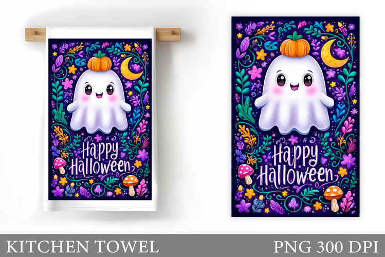 Cute Ghost Kitchen Towel. Cute Halloween Kitchen Towel