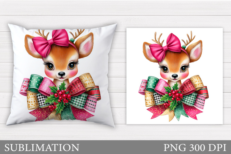 Christmas Deer Pillow Design. Christmas Pillow Sublimation