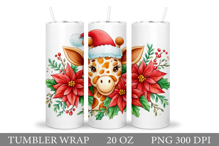Christmas Giraffe Tumbler. Christmas Tumbler Sublimation