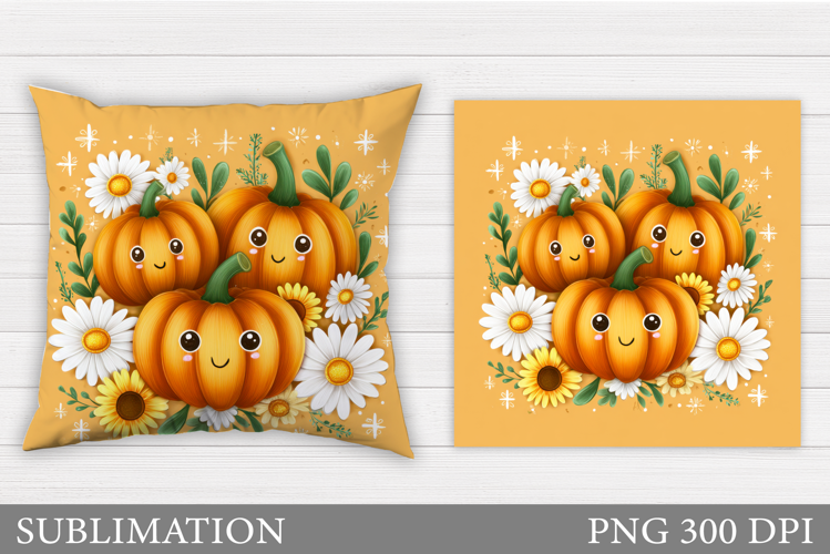 Cute Pumpkin Pillow Design. Funny Pumpkin Sublimation