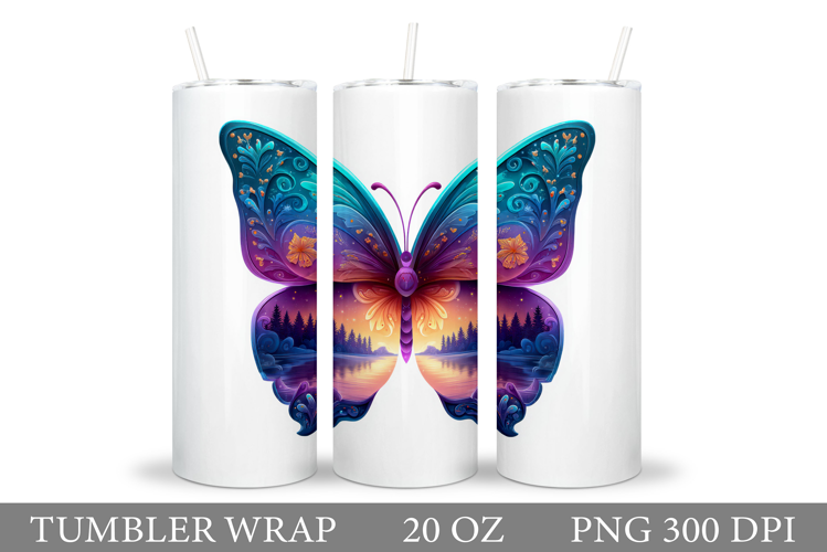 Butterfly Tumbler Sublimation. Butterfly Sublimation