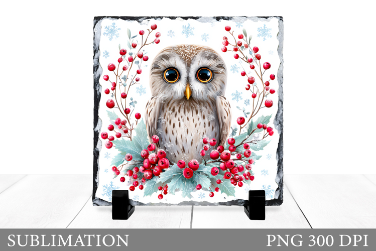 Christmas Owl Sublimation. Christmas Owl Slate Design