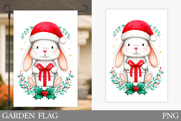 Christmas Bunny Garden Flag. Christmas Garden Flag Design