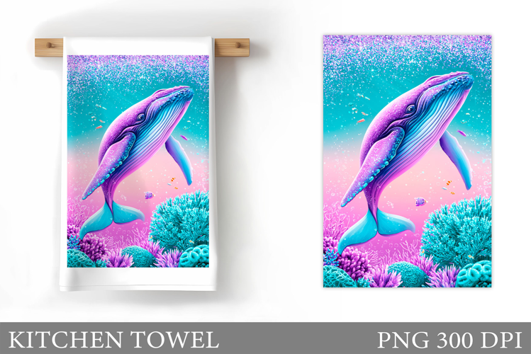 Whale Kitchen Towel Design. Whale Sublimation
