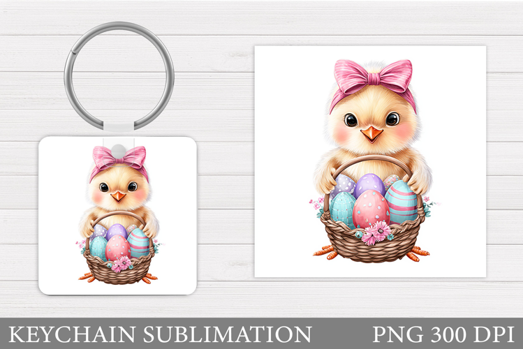Easter Chick Keychain Sublimation. Easter Keychain Design