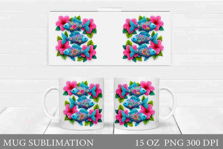 Fish Mug Wrap Design. Fish Mug Sublimation