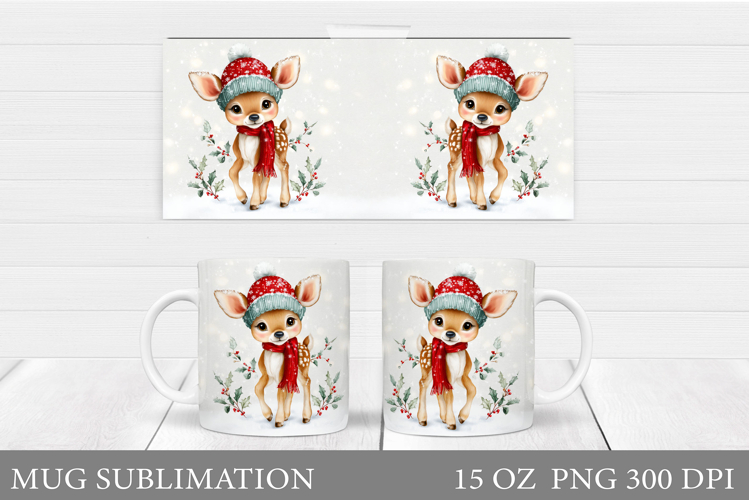 Christmas Deer Mug Design. Christmas Mug Sublimation