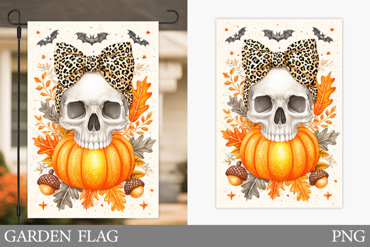 Skull Garden Flag Sublimation. Halloween Garden Flag Design