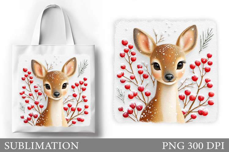 Christmas Deer Tote Bag. Christmas Tote Bag Design