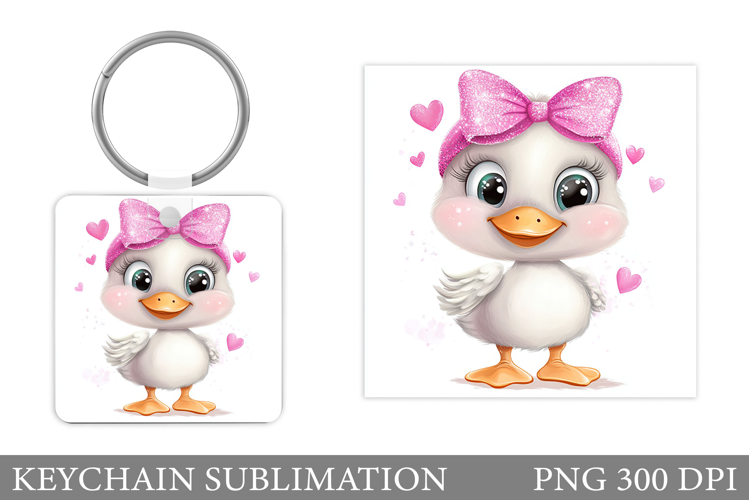Cute Duck Keychain Design. Funny Duck Sublimation