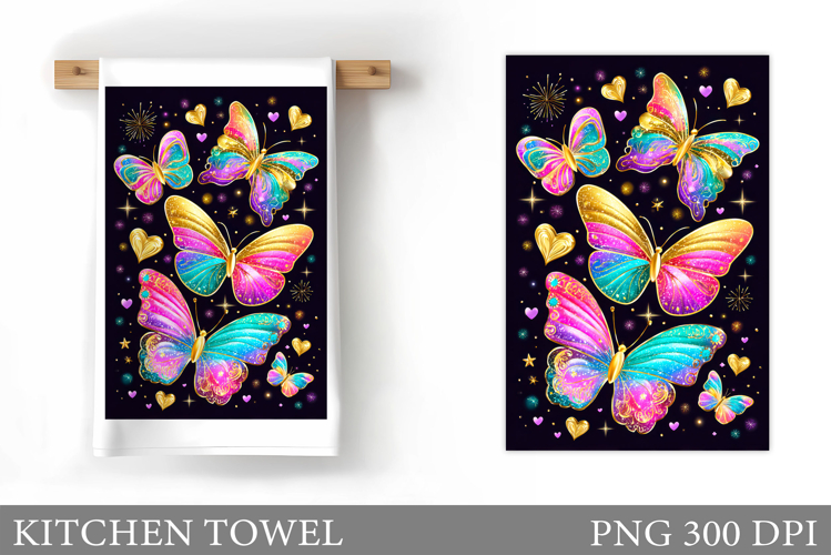 Butterflies Kitchen Towel. Butterflies Sublimation