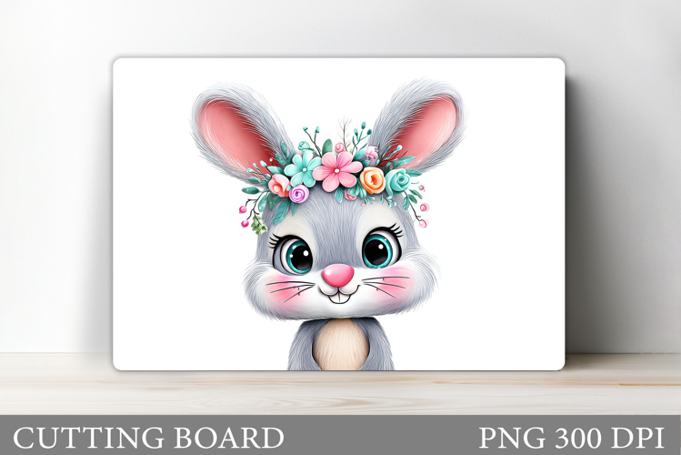 Cute Bunny Cutting Board. Bunny Flowers Cutting Board Design