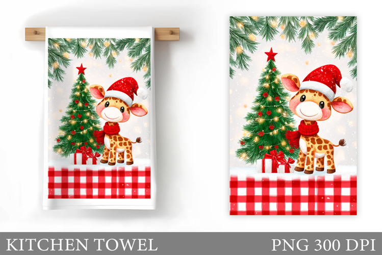 Cute Giraffe Kitchen Towel. Christmas Kitchen Towel Design