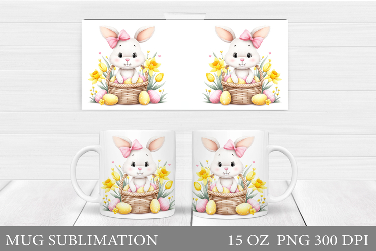 Easter Bunny Mug Design. Bunny Easter Mug Wrap Sublimation