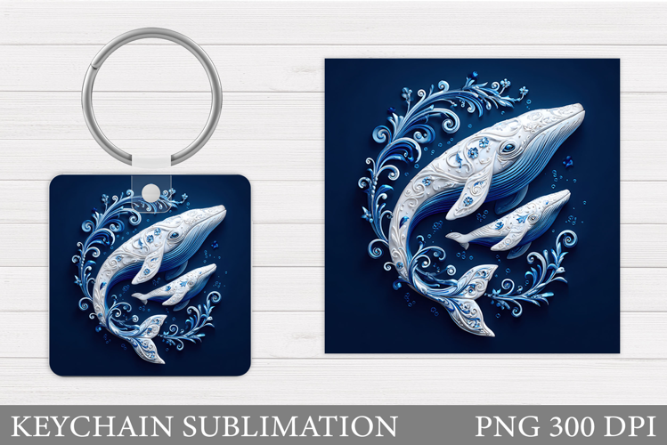 Whale Keychain Sublimation. Whale Sublimation