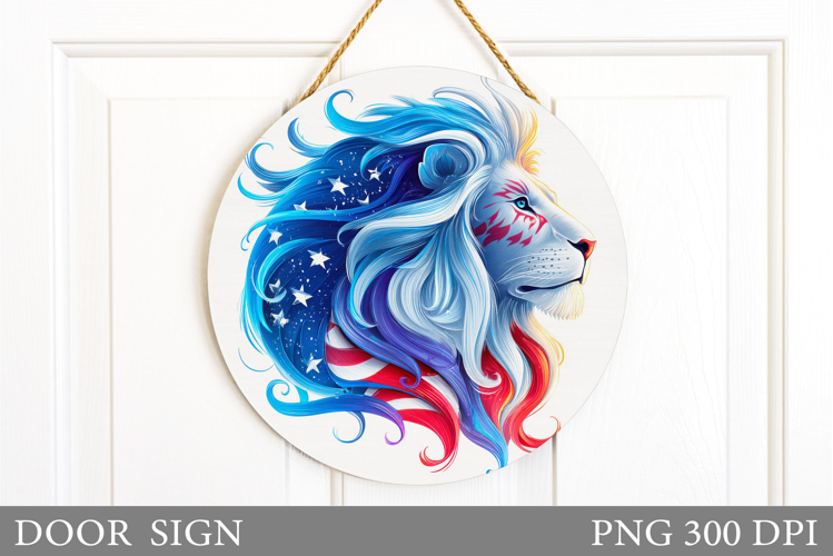 Patriotic Lion Door Sign. Patriotic Door Sign Sublimation