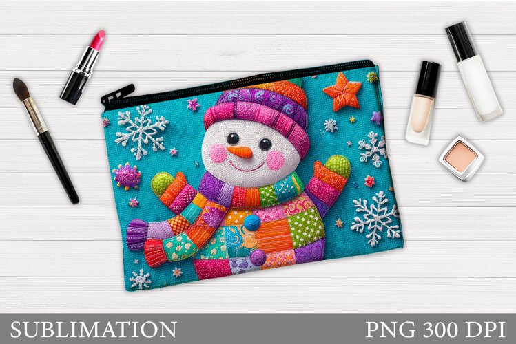 Snowman Cosmetics Bag. Christmas Makeup Bag Sublimation example image 1