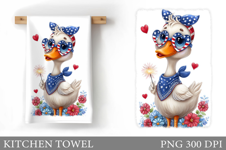 Patriotic Goose Kitchen Towel. Patriotic Kitchen Towel