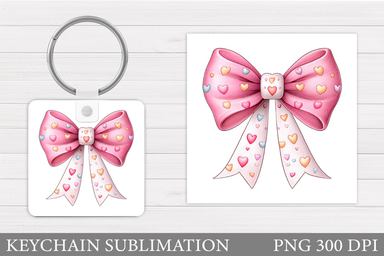 Valentines Bow Keychain. Valentines Keychain Sublimation