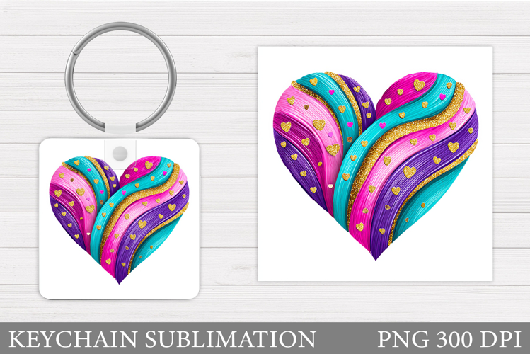 Heart Keychain Sublimation. Valentine Keychain Design