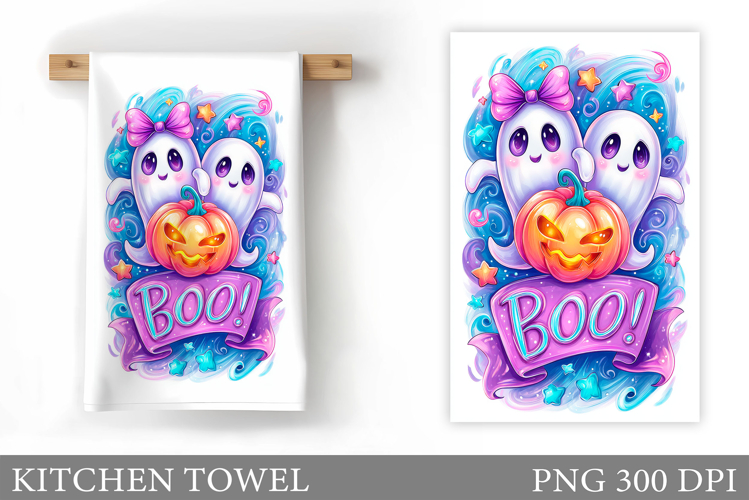 Cute Ghost Kitchen Towel. Cute Halloween Kitchen Towel