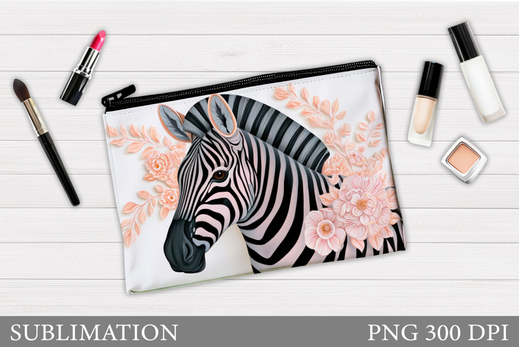 Zebra Cosmetics Bag Design. Zebra Makeup Bag Sublimation example image 1