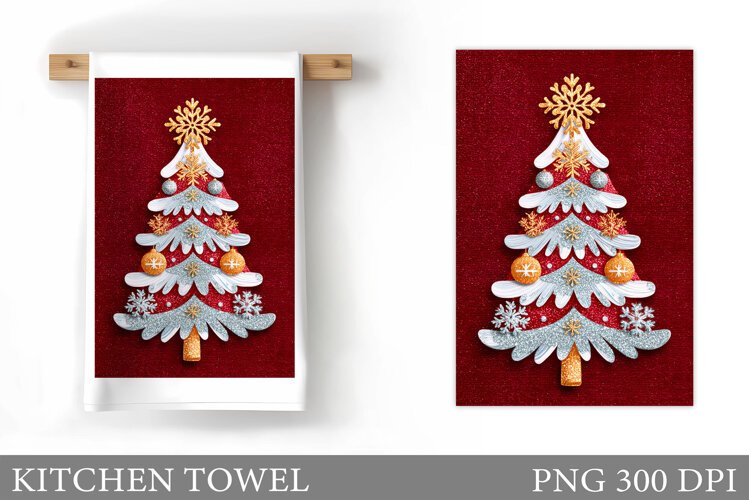 Christmas Tree Kitchen Towel. Christmas Kitchen Towel Design example image 1