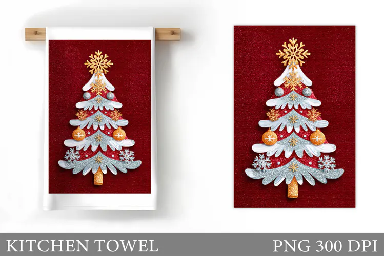 Christmas Tree Kitchen Towel. Christmas Kitchen Towel Design