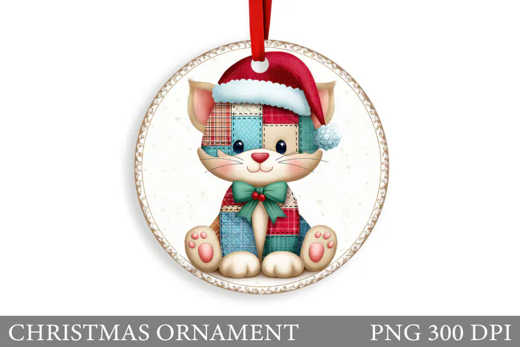 Cute Cat Christmas Ornament. Winter Cat Christmas Ornament