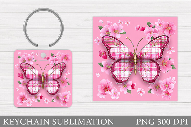 Butterfly Keychain Design. Butterfly Square Keychain example image 1