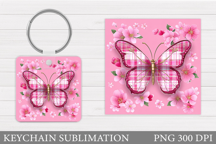 Butterfly Keychain Design. Butterfly Square Keychain
