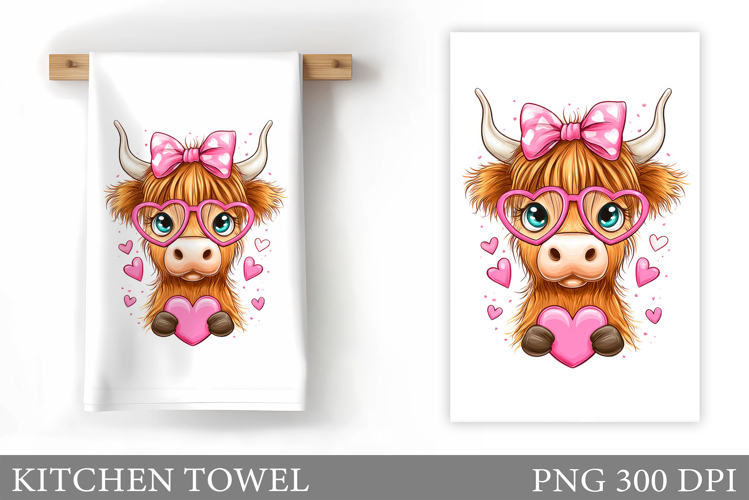 Valentines Cow Kitchen Towel. Valentine Kitchen Towel Design